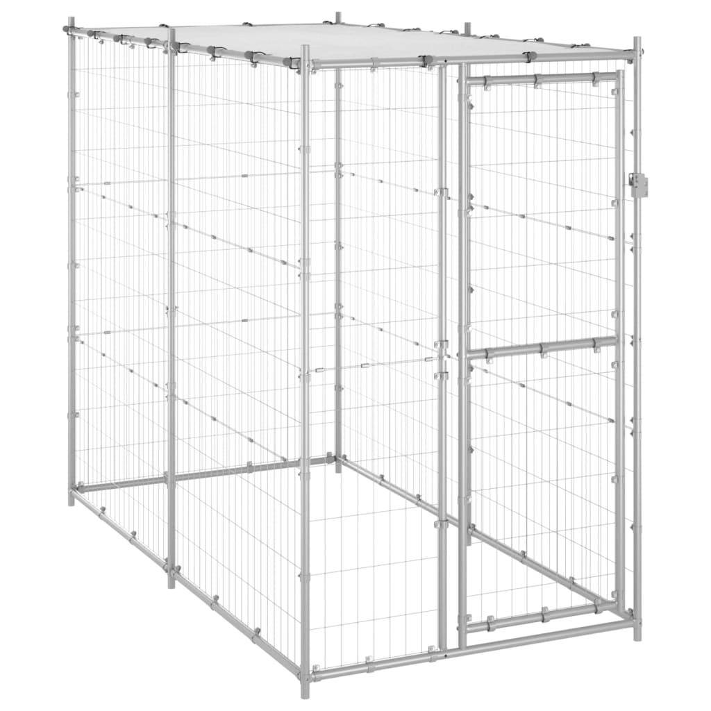Helloshop26 - Chenil extérieur cage enclos parc animaux chien extérieur acier galvanisé avec toit 110 x 220 x 180 cm - Imagen 1