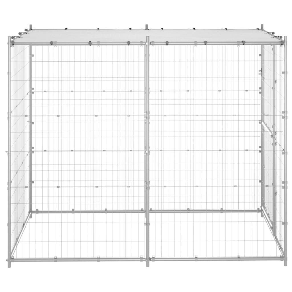 Helloshop26 - Chenil extérieur cage enclos parc animaux chien extérieur acier galvanisé avec toit 110 x 220 x 180 cm - Imagen 4