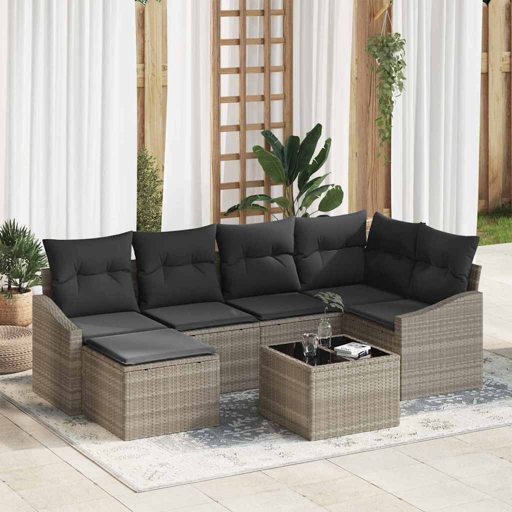 ComfortXL - Salon de jardin 5 places en polyrotin 7 éléments modulables Gris clair – ComfortXL Outdoor Living