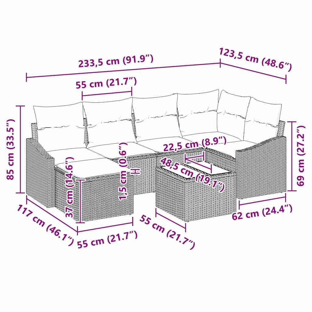 Salon de jardin 5 places en polyrotin 7 éléments modulables Gris clair – ComfortXL Outdoor Living - Image 8