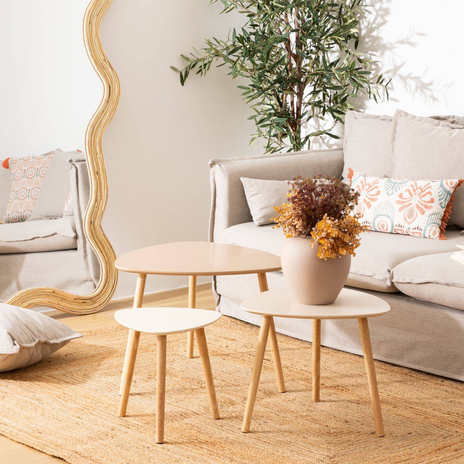 Ensemble de 3 tables d'appoint MILEO - Beige - Atmosphera - Image 2