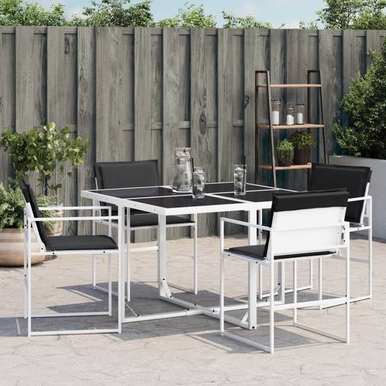 Lot de 4 Chaises de jardin avec coussins - Chaises d'extérieur - Fauteuils de jardin blanc acier/textilène - Image 3