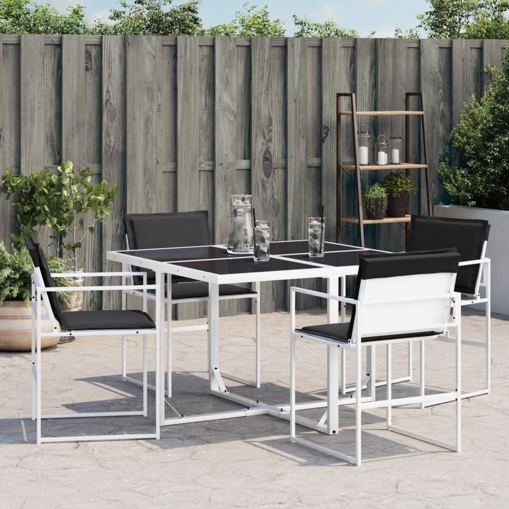 Lot de 4 Chaises de jardin avec coussins - Chaises d'extérieur - Fauteuils de jardin blanc acier/textilène - Image 3