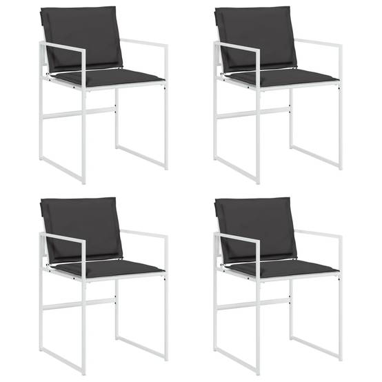 Lot de 4 Chaises de jardin avec coussins - Chaises d'extérieur - Fauteuils de jardin blanc acier/textilène - Image 1