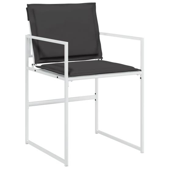 Lot de 4 Chaises de jardin avec coussins - Chaises d'extérieur - Fauteuils de jardin blanc acier/textilène - Image 5
