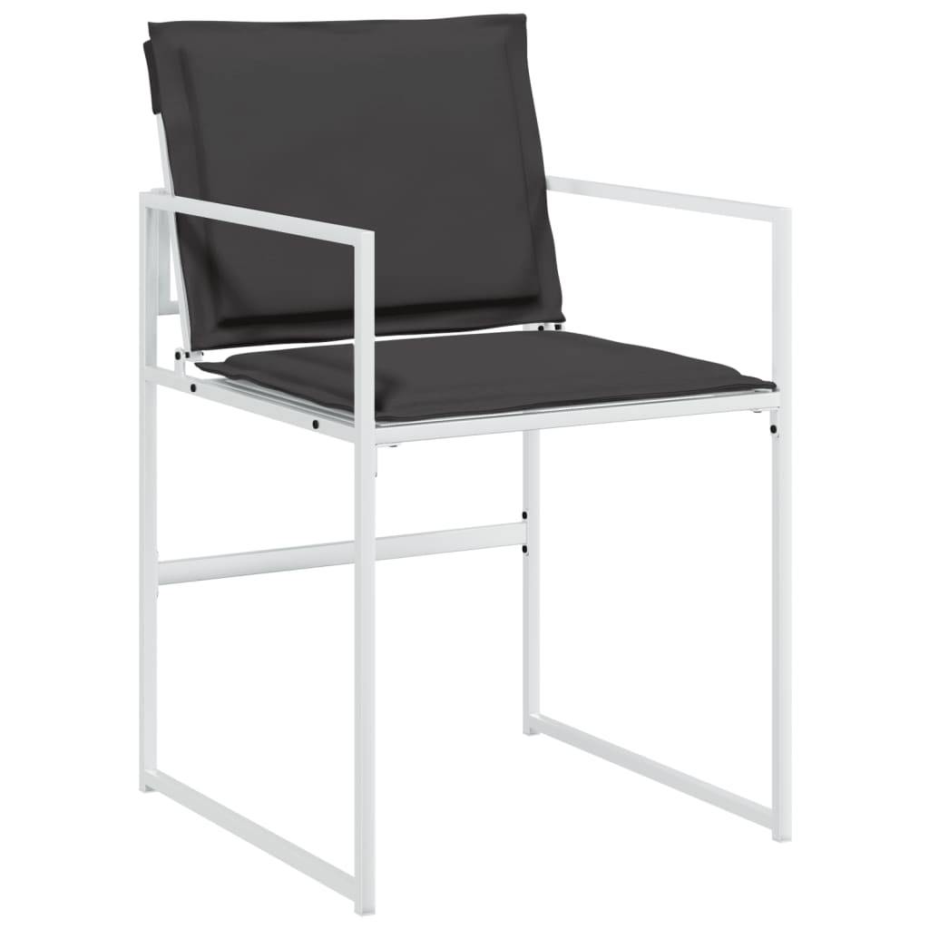 Lot de 4 Chaises de jardin avec coussins - Chaises d'extérieur - Fauteuils de jardin blanc acier/textilène - Image 5