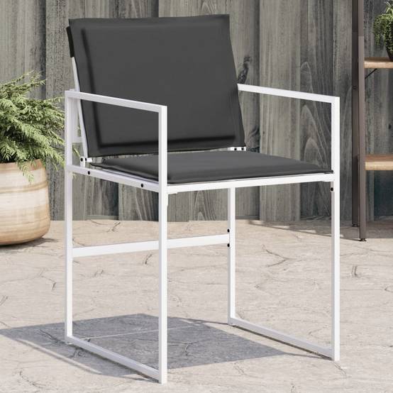 Lot de 4 Chaises de jardin avec coussins - Chaises d'extérieur - Fauteuils de jardin blanc acier/textilène - Image 2