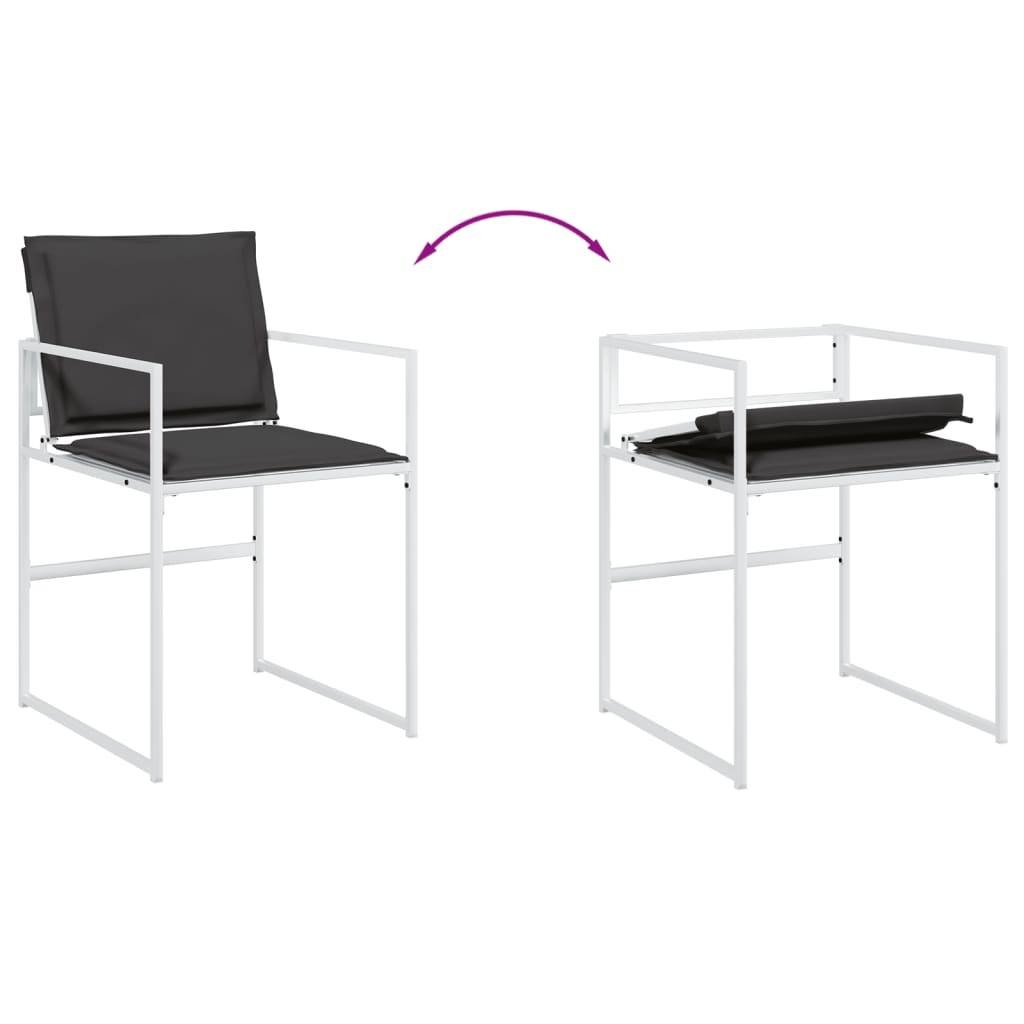 Lot de 4 Chaises de jardin avec coussins - Chaises d'extérieur - Fauteuils de jardin blanc acier/textilène - Image 8