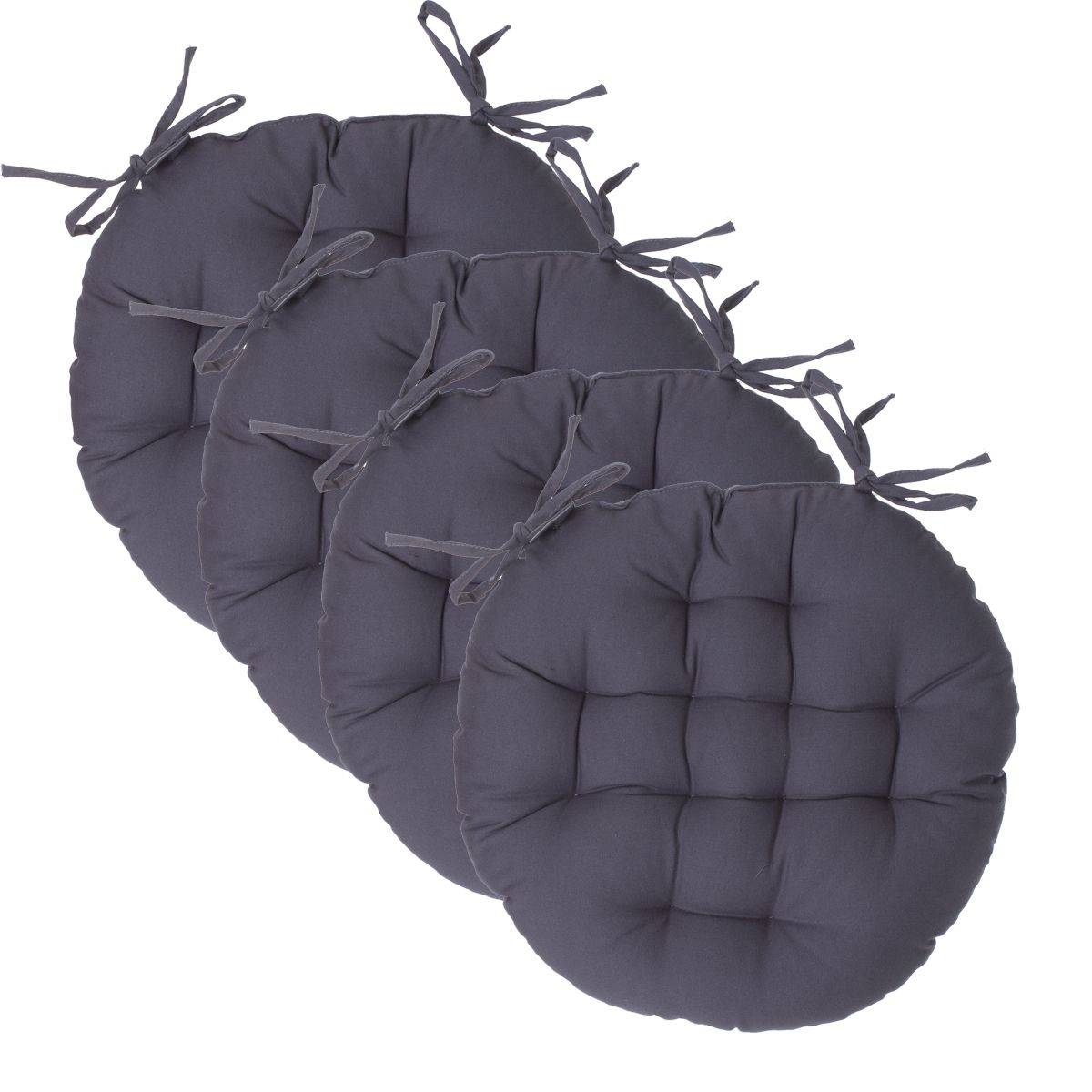 Lot de 4 Galettes de chaise en Coton Gris foncé D 38 cm - Imagen 1