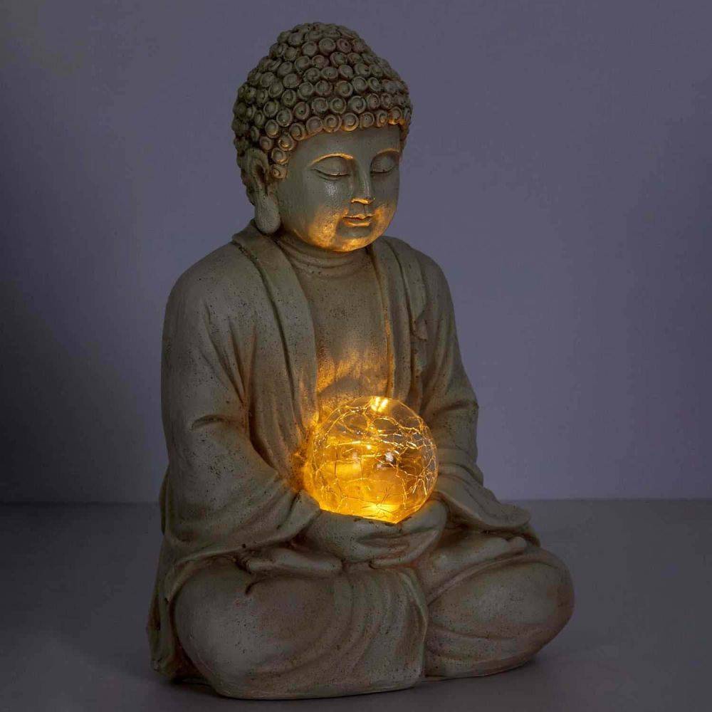 The Home Deco Factory - Lampe solaire en résine Bouddha - Imagen 4