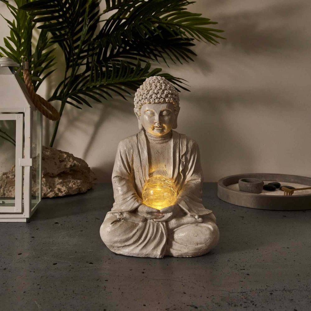 The Home Deco Factory - Lampe solaire en résine Bouddha - Imagen 2