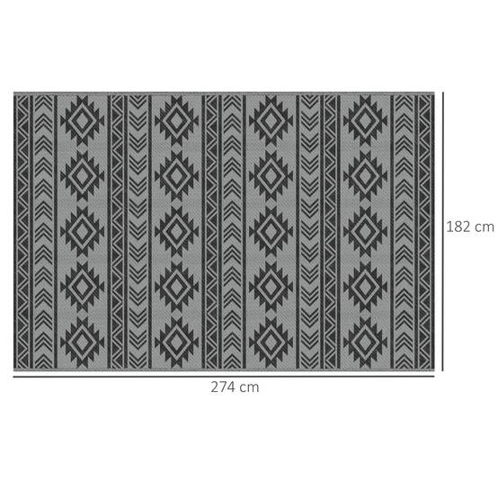 Tapis extérieur réversible Polypropylène Balcon terrasse Décoration 182x274cm Noir - ComfortXL Outdoor Living - Image 5