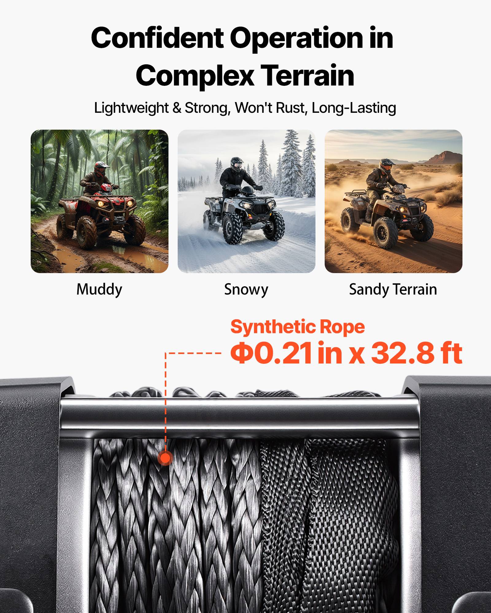 Vevor - VEVOR Treuil électrique 12 V 1 587 kg pour quad, corde synthétique 5,5 mm x 10 m, télécommande filaire 3 m, boîtier aluminium IP55. - Image 3