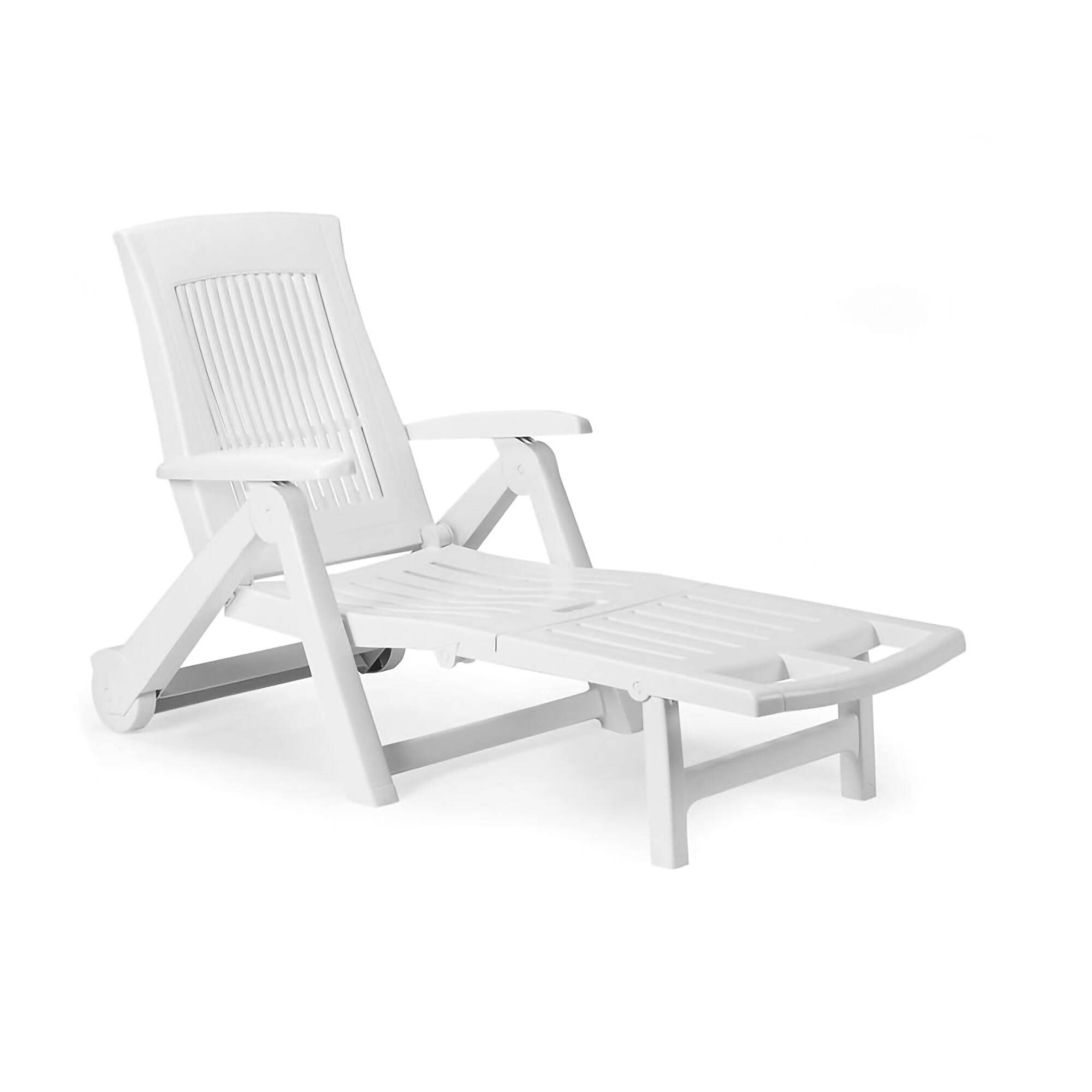 Dmora - Bains de soleil Dantonel, Chaise longue de jardin réglable avec roulettes, Chaise longue d'extérieur, 100% Made in Italy, 195x72h101 cm, Blanc - Dmora - Imagen 1