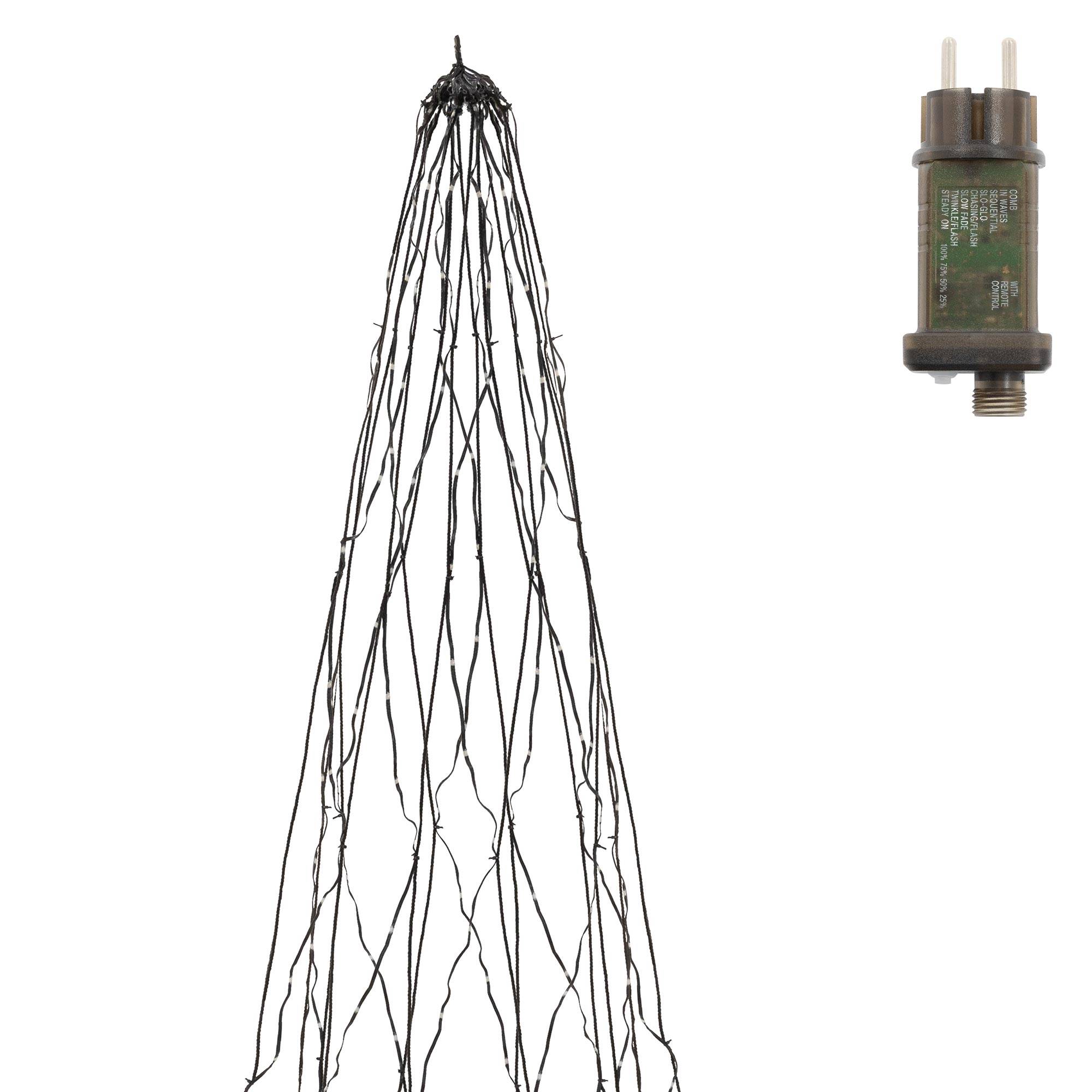 Ecd-Germany - Guirlande lumineuse LED pour mât forme sapin de Noël lumineux, 8 m, 1440 LEDs lumière blanc chaud, minuterie, 8 modes, avec télécommande, d'extérieur - Image 2