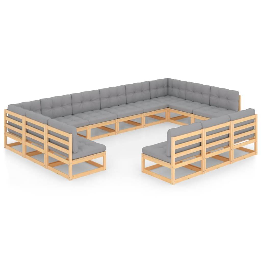Helloshop26 - Salon de jardin meuble d'extérieur ensemble de mobilier 13 pièces avec coussins bois de pin massif - Imagen 1