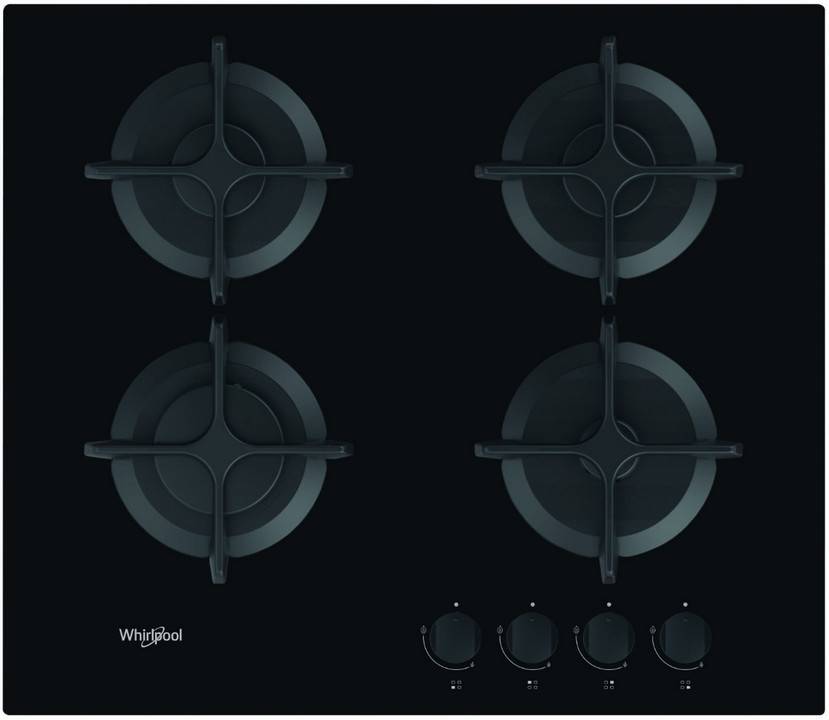 Table de cuisson gaz 60cm 4 feux noir GOB616NB Whirlpool - Image 1