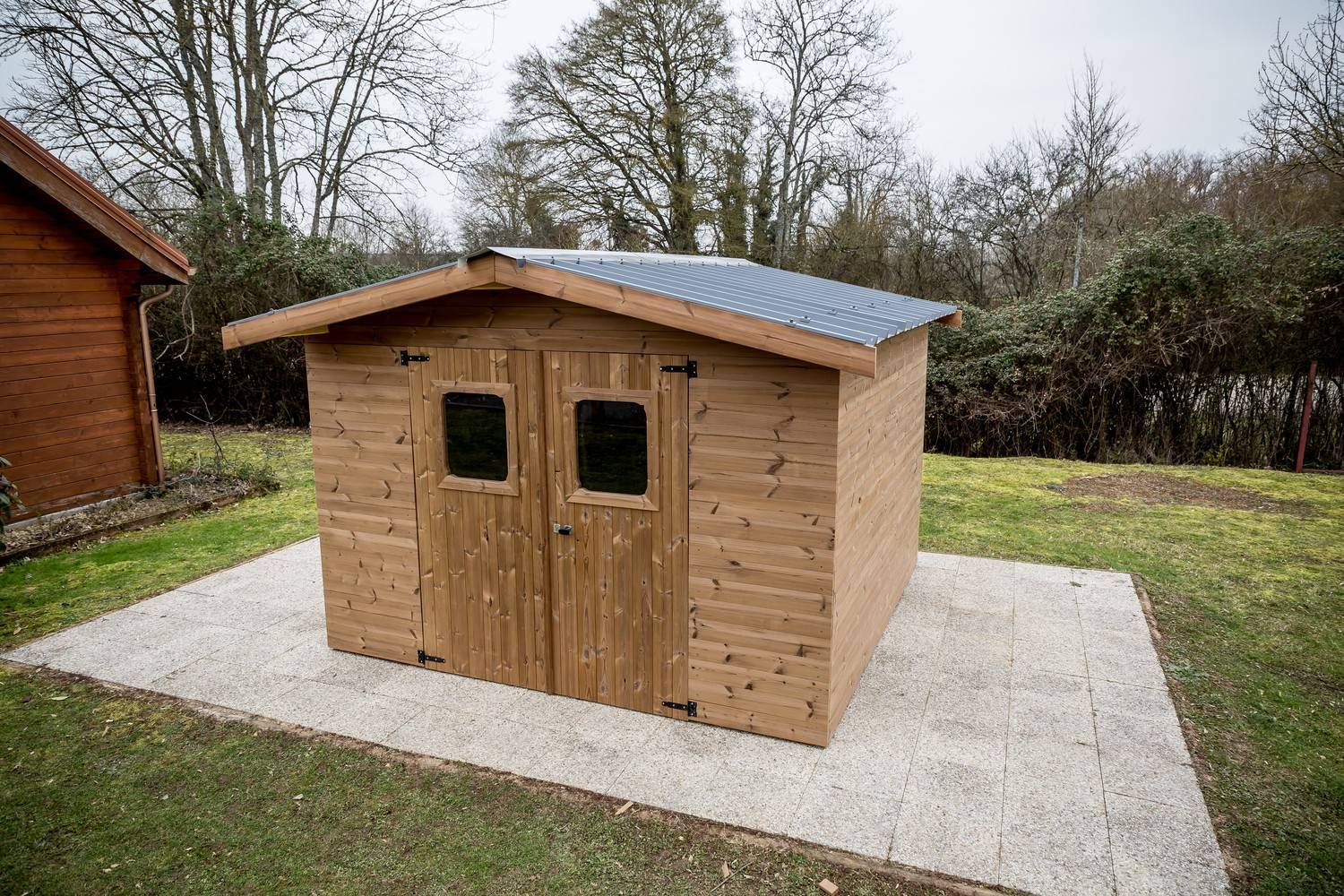 Habrita - Abri THERMABRI madriers - 12,31 m² sans plancher - toit double pente bac acier Habrita - Imagen 2