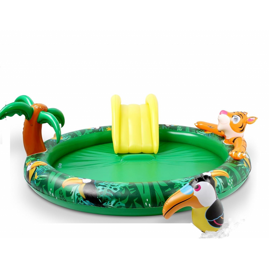 Piscine gonflable pour enfants toboggan de piscine - 182x165x62 cm piscine hors sol design Jungle- Parc aquatique - Image 1