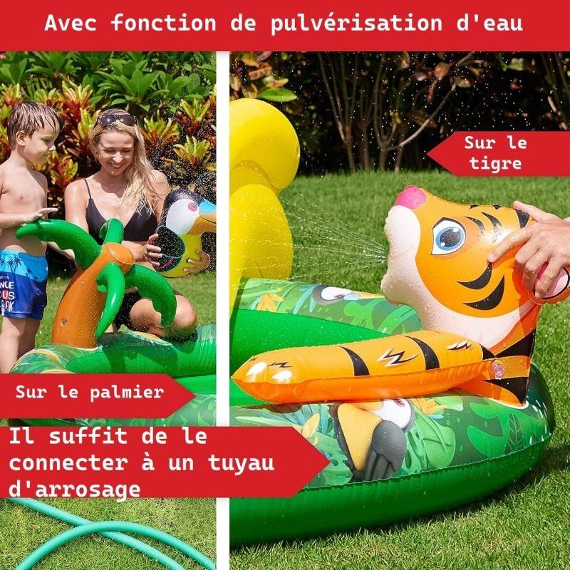 Piscine gonflable pour enfants toboggan de piscine - 182x165x62 cm piscine hors sol design Jungle- Parc aquatique - Image 3
