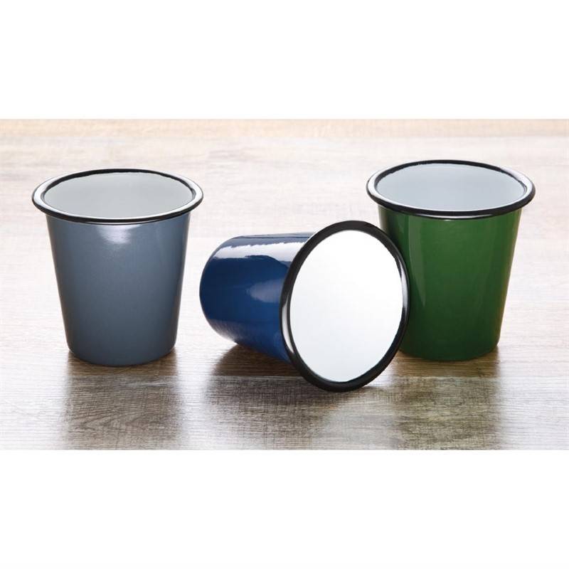 Gobelet en Acier Emaillé Gris et Noir 310 ml - Lot de 6 - Olympia - Image 2