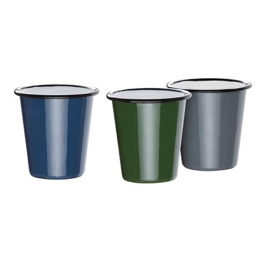 Gobelet en Acier Emaillé Gris et Noir 310 ml - Lot de 6 - Olympia - Image 6