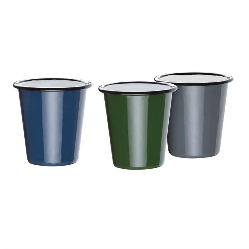 Gobelet en Acier Emaillé Gris et Noir 310 ml - Lot de 6 - Olympia - Image 6