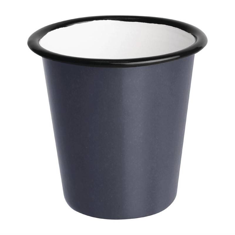 Gobelet en Acier Emaillé Gris et Noir 310 ml - Lot de 6 - Olympia