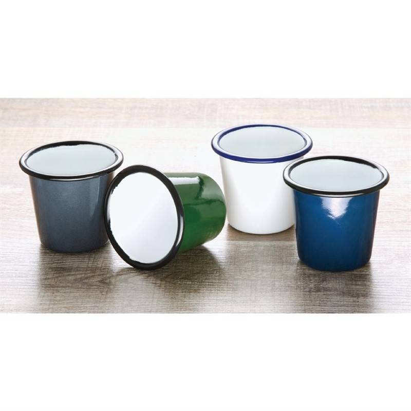 Gobelet en Acier Emaillé Gris et Noir 310 ml - Lot de 6 - Olympia - Image 4