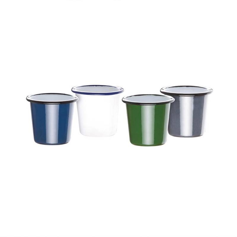 Gobelet en Acier Emaillé Gris et Noir 310 ml - Lot de 6 - Olympia - Image 5