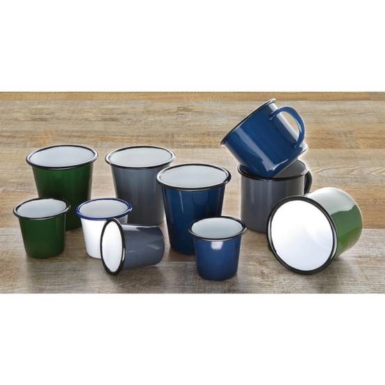 Gobelet en Acier Emaillé Gris et Noir 310 ml - Lot de 6 - Olympia - Image 3