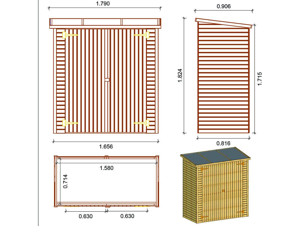 Habitat Et Jardin - Abri Jardin Bois Adossable Lipki - 1.79 X 0.90 X 1.78/1.87 M -habitat Et Jardin - Imagen 3