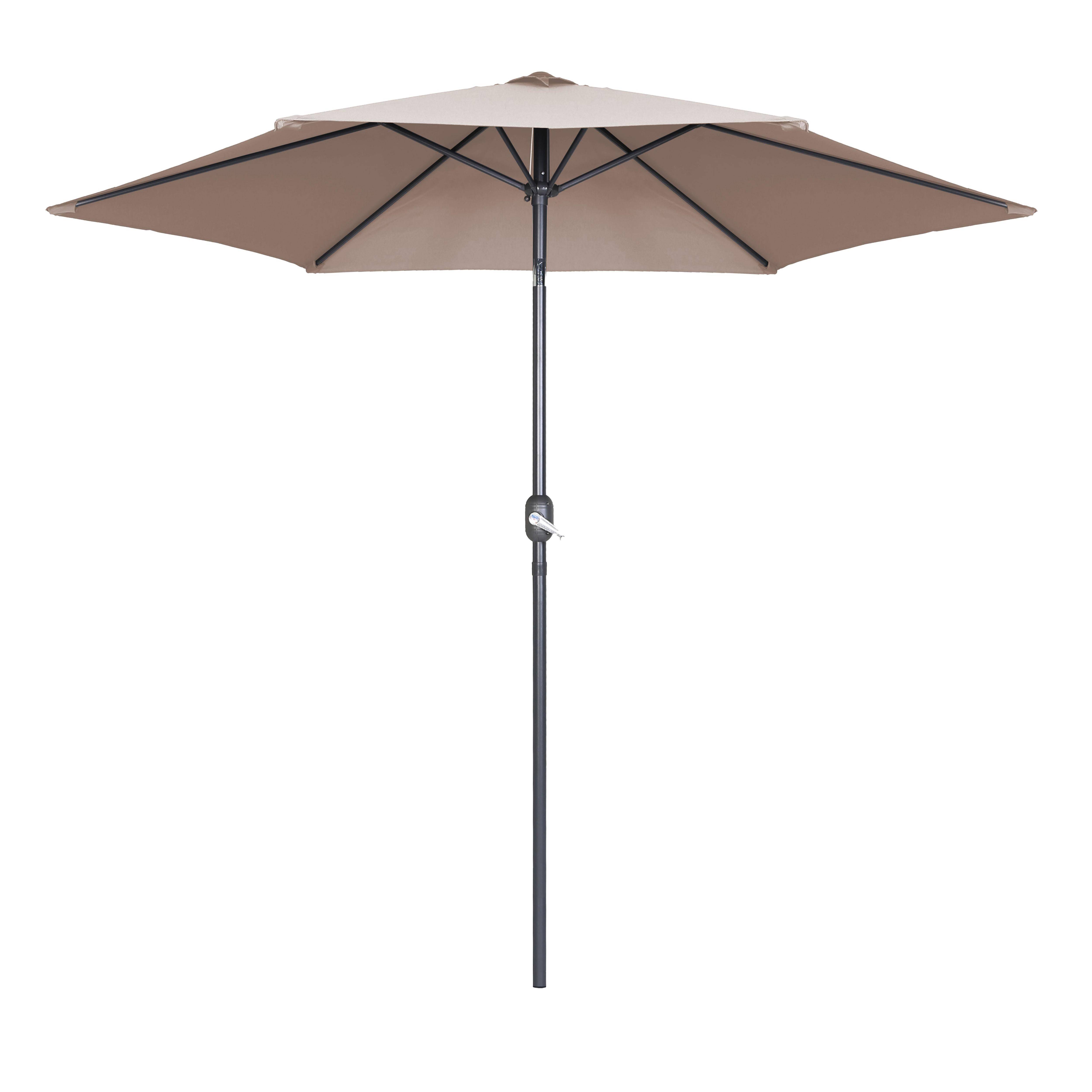 Oviala - Parasol droit 3m inclinable à manivelle en aluminium taupe Matera - Oviala