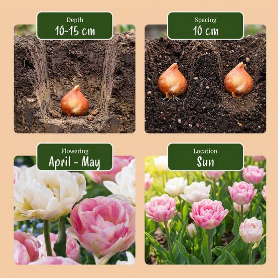 La Green Touch - Tulipe double Double Sensation en mélange - 24 bulbes - Image 4