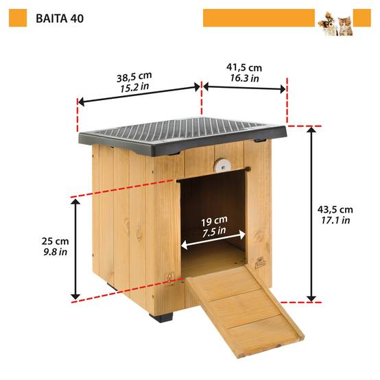 Ferplast - BAITA 40 Ferplast niche en bois FSC maison exterieur petits chiens lapins ecologique - Image 2