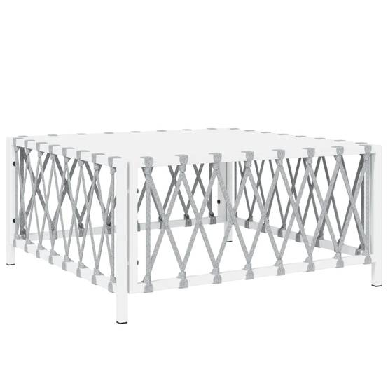 Helloshop26 - Salon de jardin meuble d'extérieur ensemble de mobilier avec coussins 5 pièces blanc acier - Imagen 3