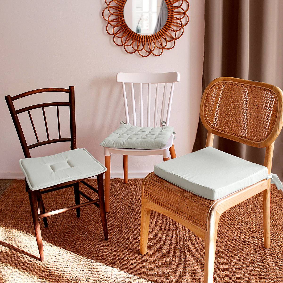 Enjoy Home - Galette de chaise uni effet Bachette - 40 x 40 cm - Enjoy Home - Image 2