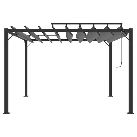 ComfortXL - Tonnelle pergola aluminium toit persienne réglable manivelle 3x3m anthracite - ComfortXL Outdoor Living - Image 3
