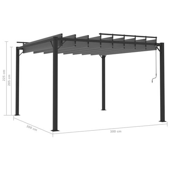 ComfortXL - Tonnelle pergola aluminium toit persienne réglable manivelle 3x3m anthracite - ComfortXL Outdoor Living - Image 8