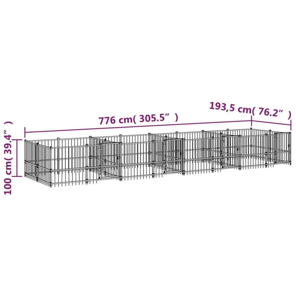 Vidaxl - Chenil d'extérieur pour chiens Acier 15,02 m² vidaXL 3124666 - Imagen 3