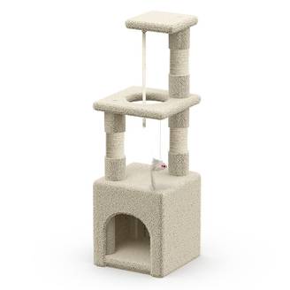 Vounot - Arbre à chat 88cm avec corde, griffoir, niche et plateforme - Beige - Arbre à grimper pour chats - VOUNOT®