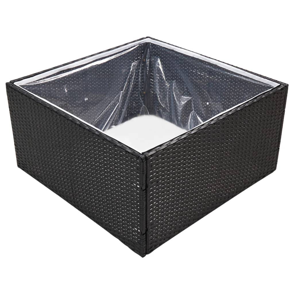 Jardinière - Bac à Fleurs - Pot De Fleurs Noir 80x80x40 cm Résine tressée - Image 3