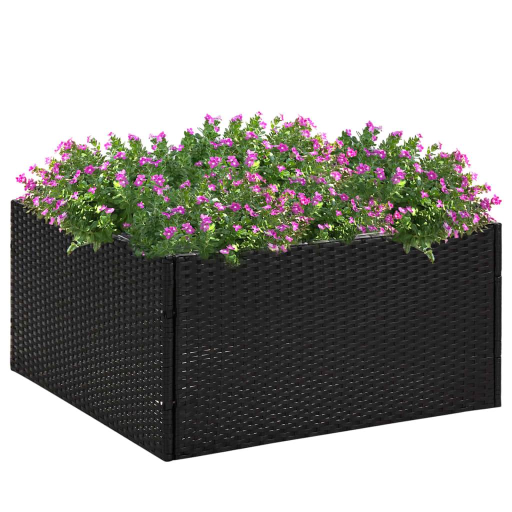 Jardinière - Bac à Fleurs - Pot De Fleurs Noir 80x80x40 cm Résine tressée - Image 2