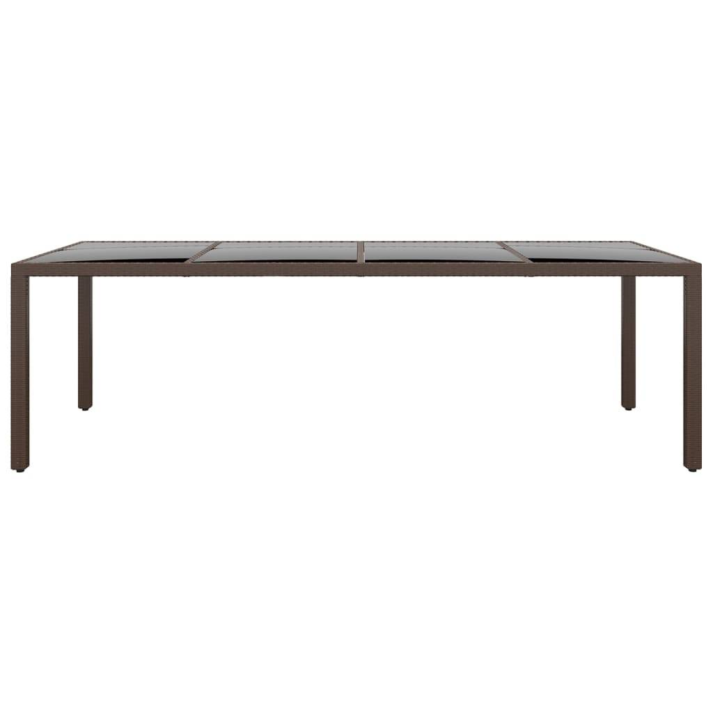 Table de jardin marron résine tressée et verre trempé 250 x 100 x 75 cm - PANGIVO - Image 2