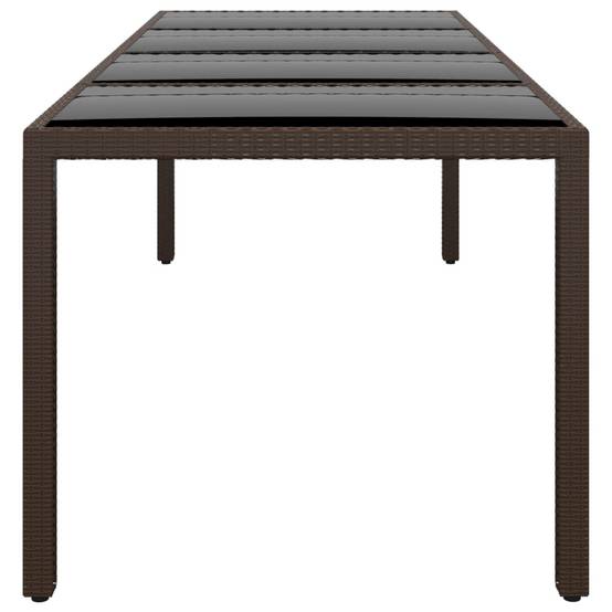 Table de jardin marron résine tressée et verre trempé 250 x 100 x 75 cm - PANGIVO - Image 3