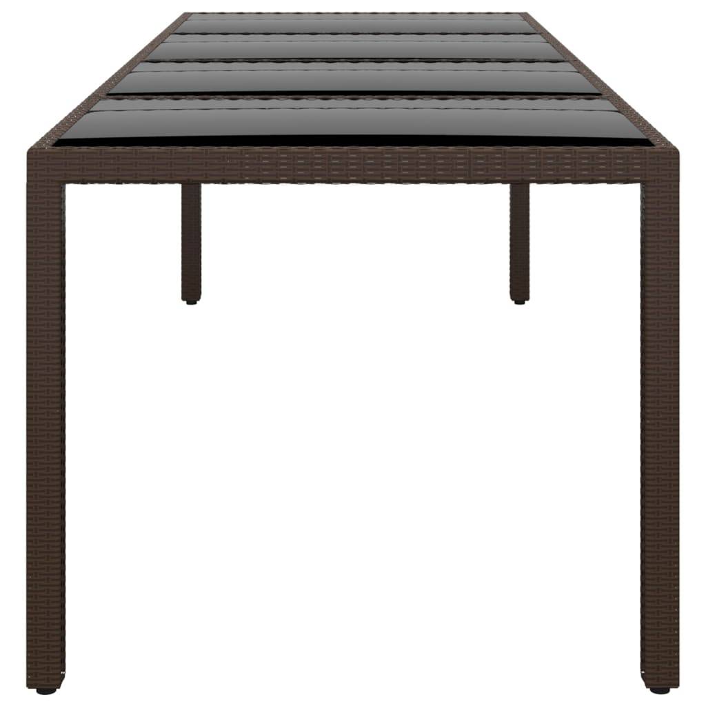 Table de jardin marron résine tressée et verre trempé 250 x 100 x 75 cm - PANGIVO - Image 3