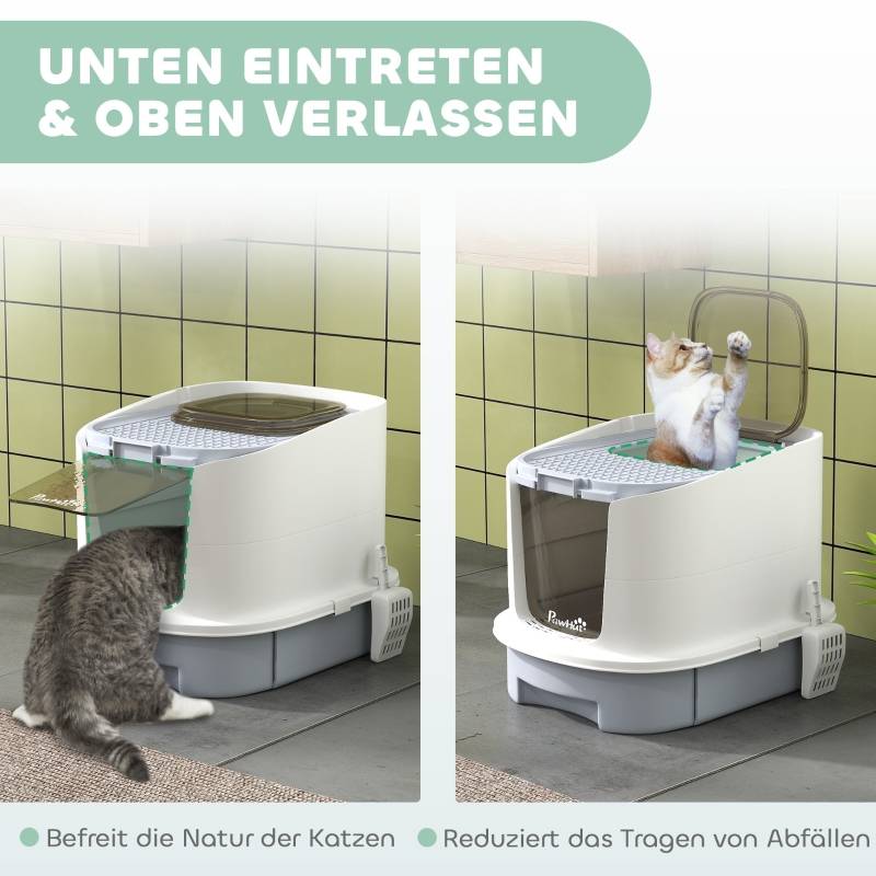 Toilette pour chat avec couvercle Plastique Gris 52.5 x 40.5 x 42.5 cm - PANGIVO - Image 6