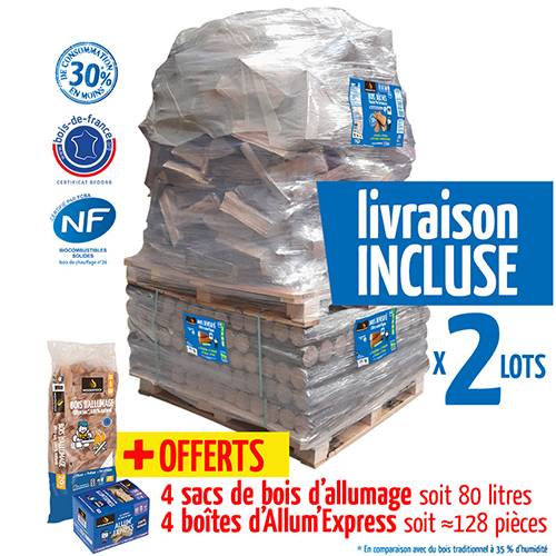 WOODSTOCK - Lot de 2 Packs Découverte Woodstock soit 80 packs de bûches densifies + 2 600 dm de bûches 30 cm + allumage offert - Image 2