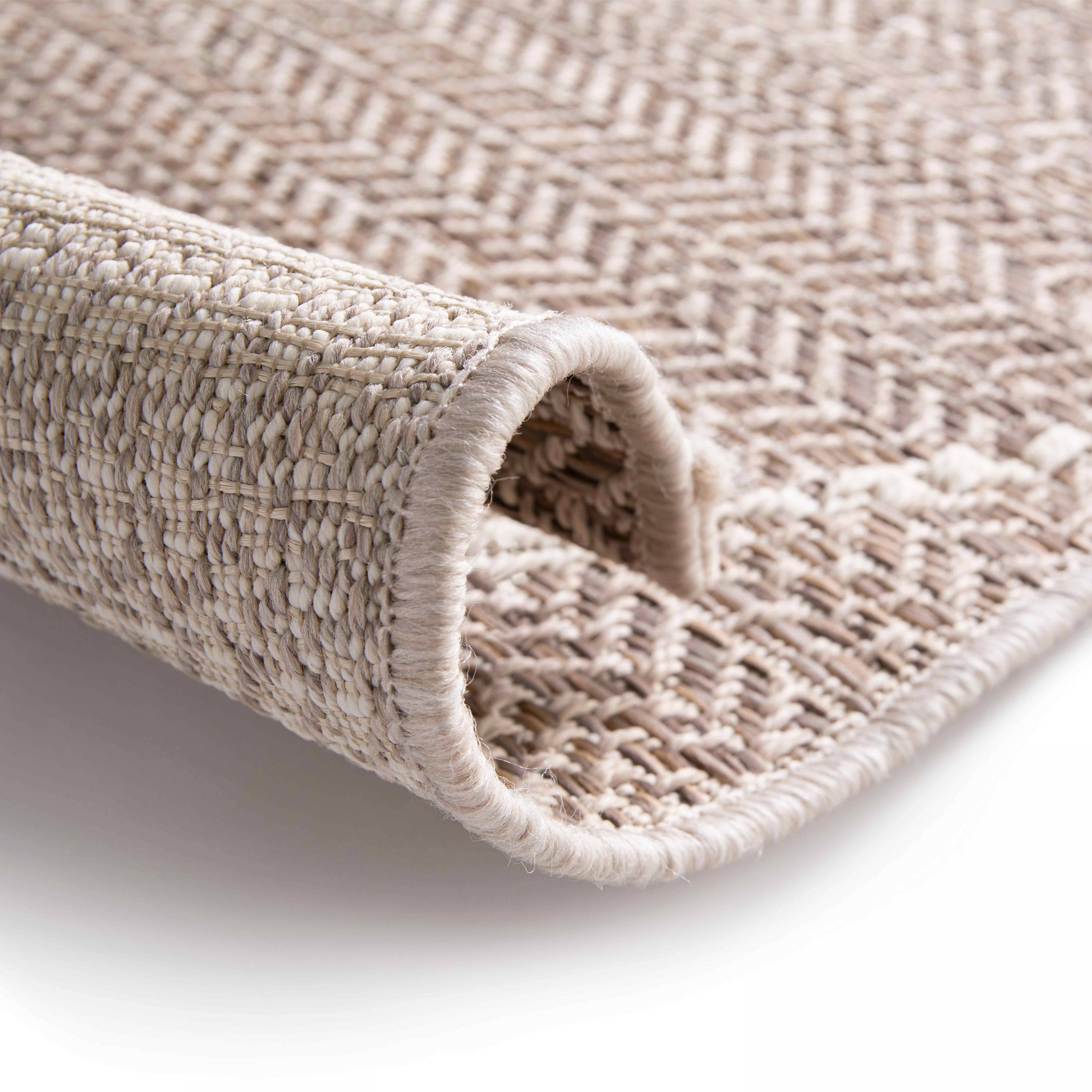 Oviala - Tapis d'extérieur polypropylène 160 x 230 cm beige Karo - Oviala - Imagen 4