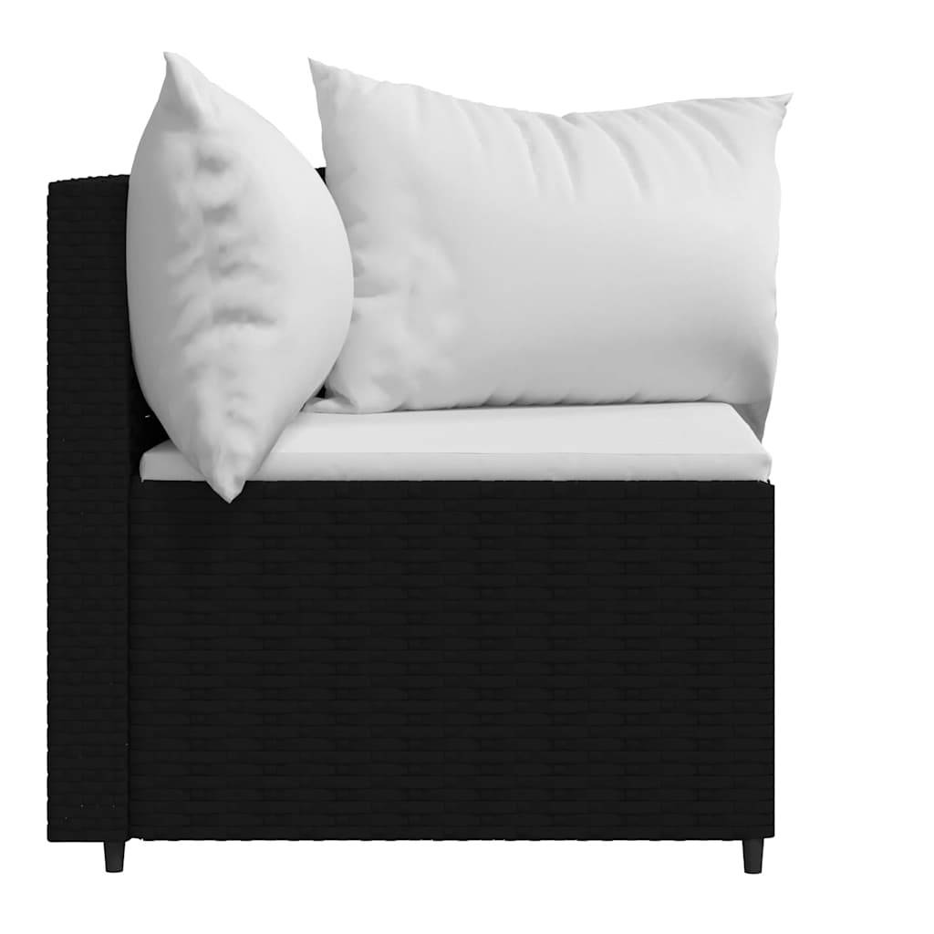Canapés d'angle de jardin et coussins 2 pcs | Canapé D'extérieur | Sofa De Jardin Noir Résine tressée Maison Chic - Image 5